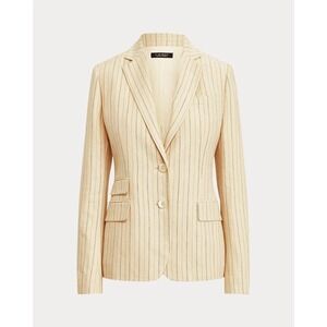 Lauren Ralph Lauren Women's Striped Linen-Blend Blazer Women's Size 4 Yellow